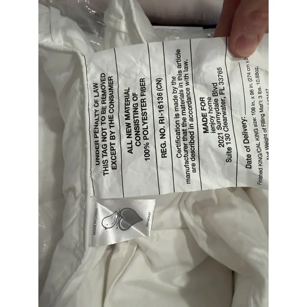 IEnjoy Home White Down Alternative King/cal Down Alternative Comforter NEW